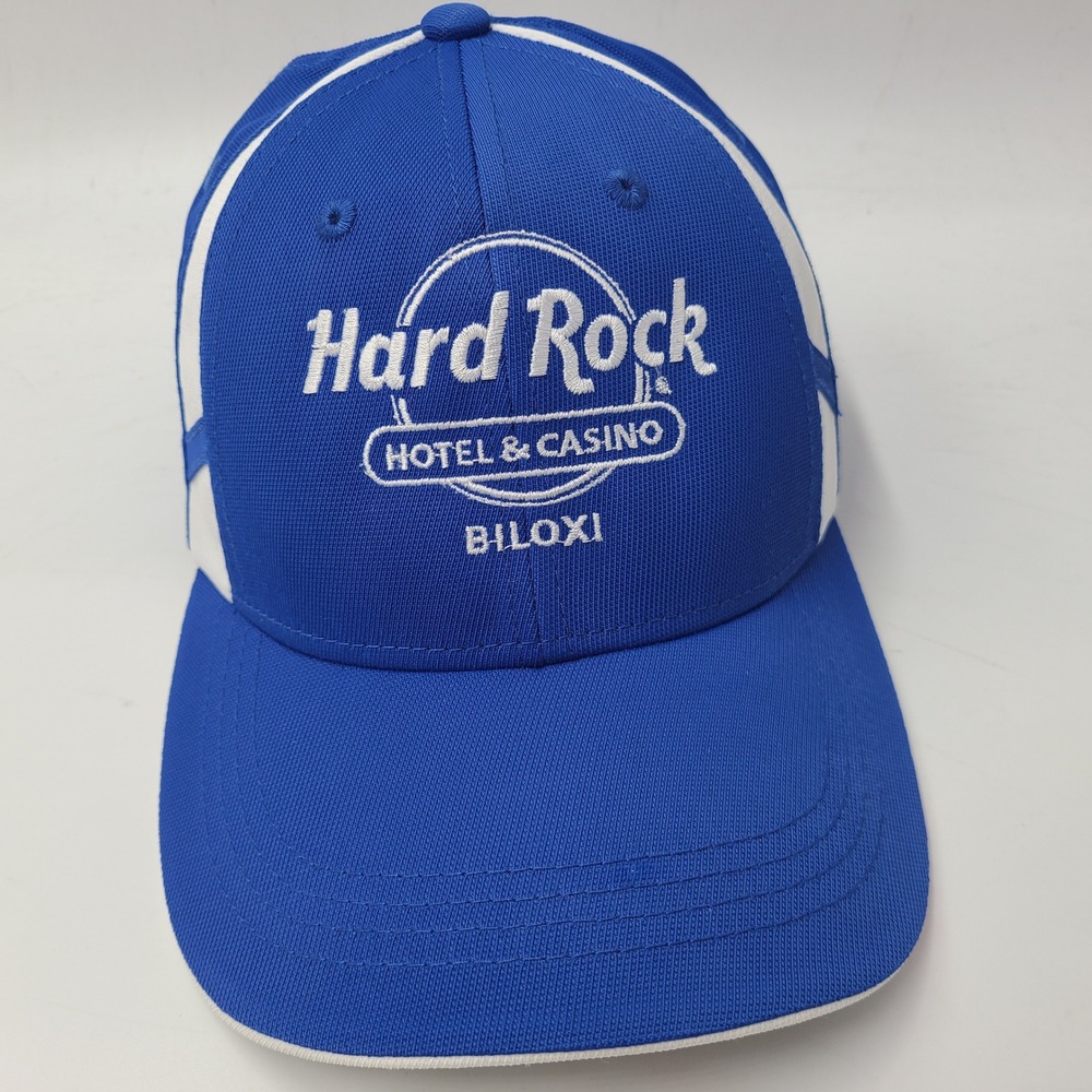 Hard Rock Hat Adjustable Sport-Tek Blue White Hotel & Casino Biloxi Travel Men